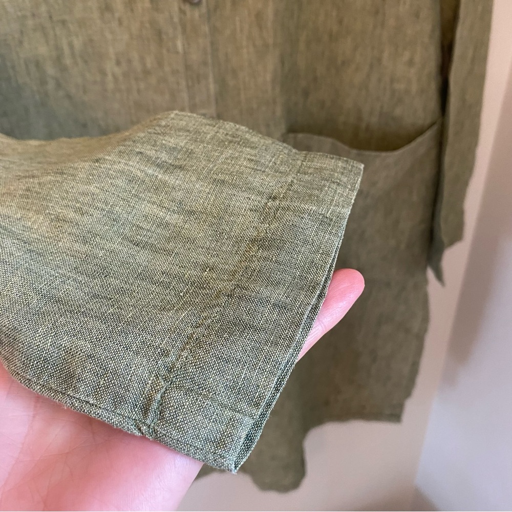 Eileen Fisher Washed Organic Linen Delave Long Shirt XXS Cottagecore Lagenlook - Picture 7 of 13